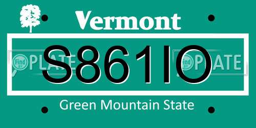 S861IO Vermont License Plate