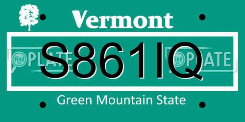 S861IQ Vermont License Plate