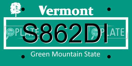 S862DI Vermont License Plate