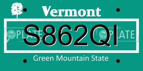 S862QI Vermont License Plate