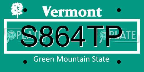 S864TP Vermont License Plate