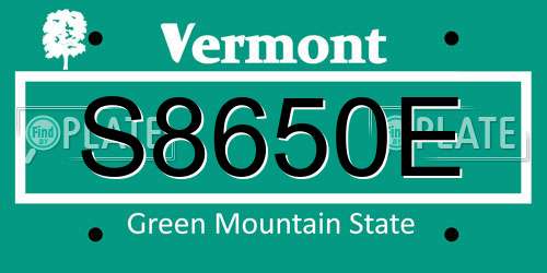 S8650E Vermont License Plate