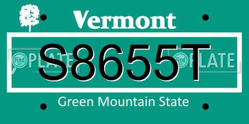 S8655T Vermont License Plate