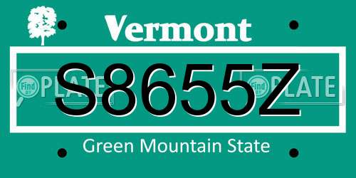 S8655Z Vermont License Plate