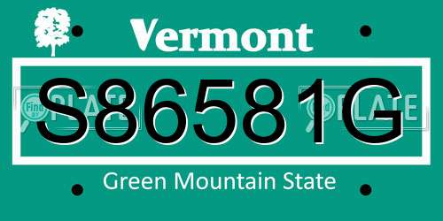 S86581G Vermont License Plate