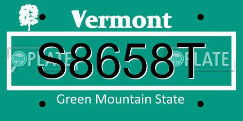S8658T Vermont License Plate