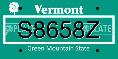 S8658Z Vermont License Plate