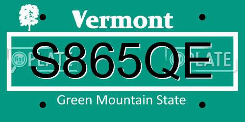 S865QE Vermont License Plate