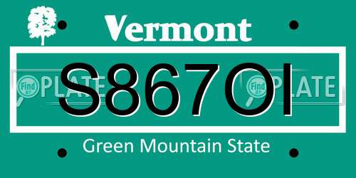 S867OI Vermont License Plate