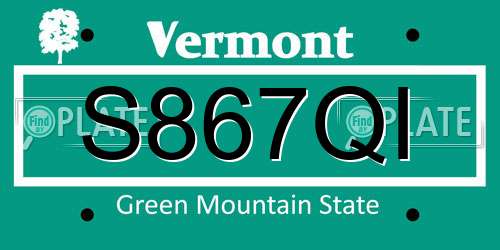 S867QI Vermont License Plate