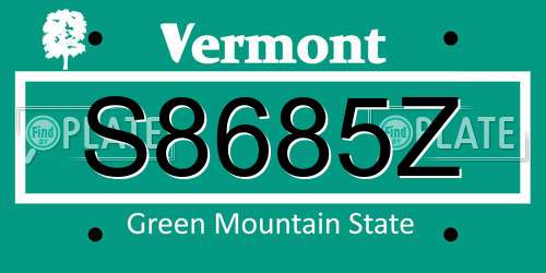 S8685Z Vermont License Plate