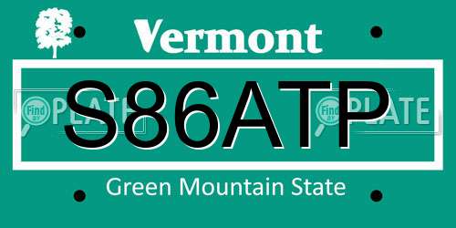 S86ATP Vermont License Plate
