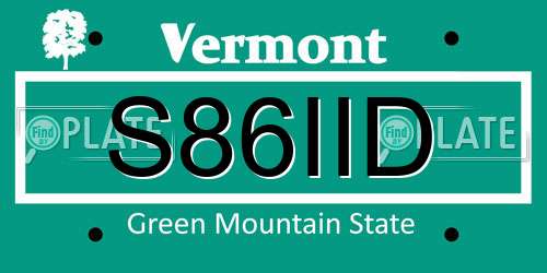 S86IID Vermont License Plate
