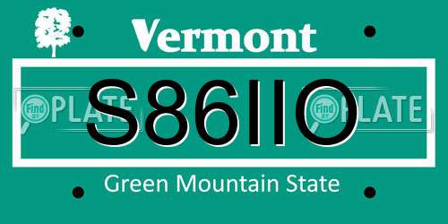 S86IIO Vermont License Plate