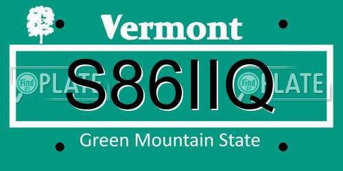 S86IIQ Vermont License Plate