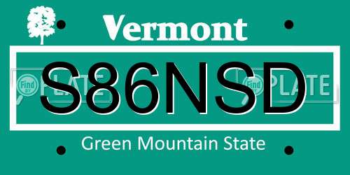 S86NSD Vermont License Plate