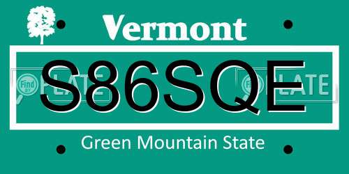 S86SQE Vermont License Plate