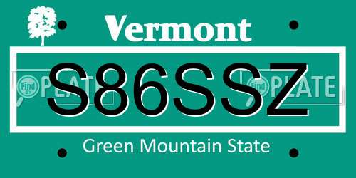S86SSZ Vermont License Plate