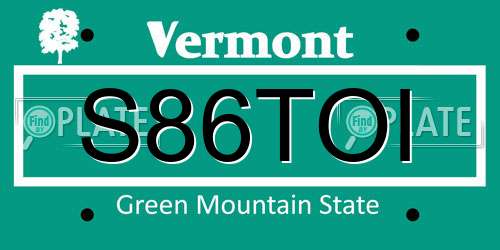 S86TOI Vermont License Plate