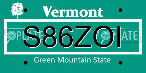 S86ZOI Vermont License Plate