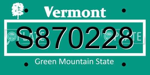 S870228 Vermont License Plate