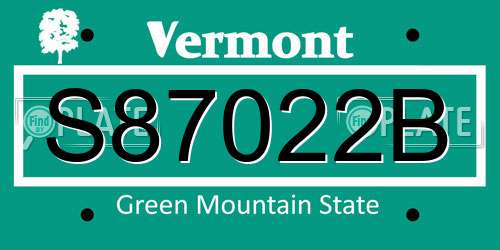 S87022B Vermont License Plate