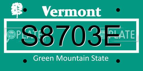 S8703E Vermont License Plate