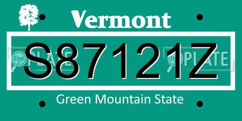 S87121Z Vermont License Plate