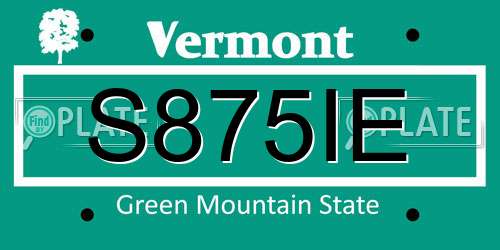 S875IE Vermont License Plate