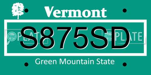 S875SD Vermont License Plate