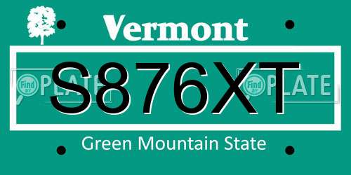 S876XT Vermont License Plate
