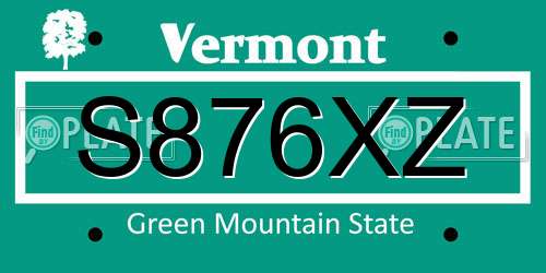 S876XZ Vermont License Plate