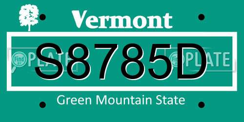 S8785D Vermont License Plate