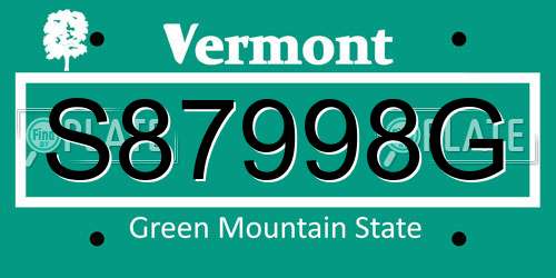 S87998G Vermont License Plate
