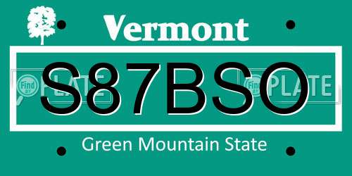 S87BSO Vermont License Plate