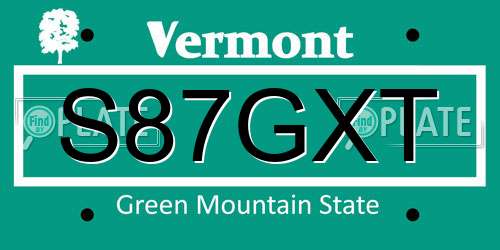 S87GXT Vermont License Plate