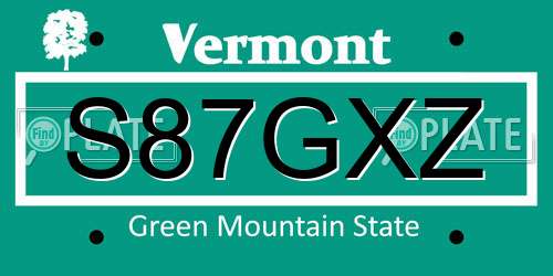 S87GXZ Vermont License Plate