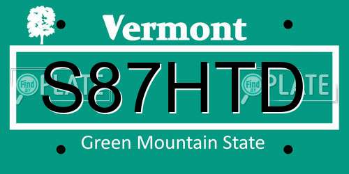 S87HTD Vermont License Plate