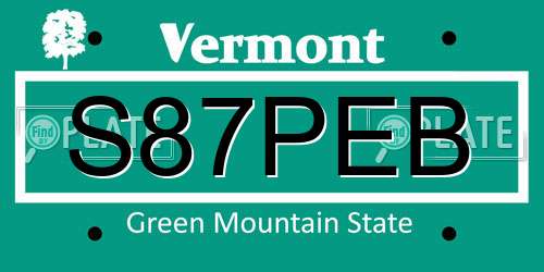 S87PEB Vermont License Plate