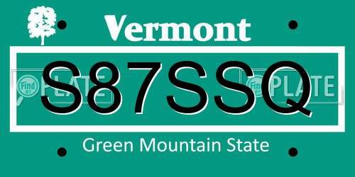 S87SSQ Vermont License Plate