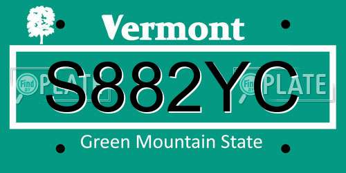 S882YC Vermont License Plate