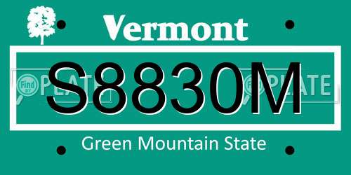 S8830M Vermont License Plate