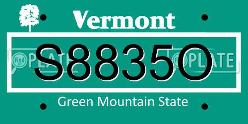 S8835O Vermont License Plate
