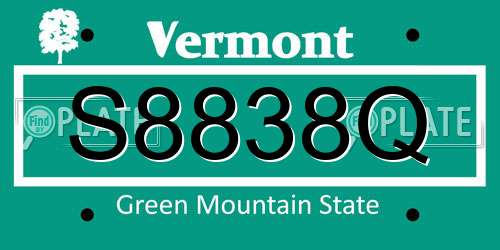 S8838Q Vermont License Plate
