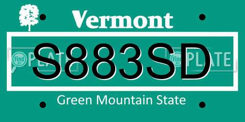 S883SD Vermont License Plate