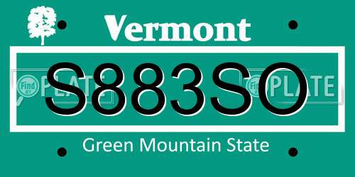 S883SO Vermont License Plate