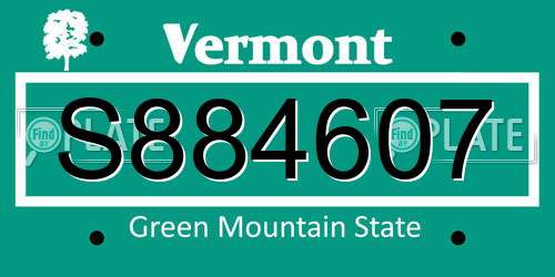 S884607 Vermont License Plate