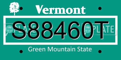 S88460T Vermont License Plate