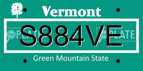 S884VE Vermont License Plate