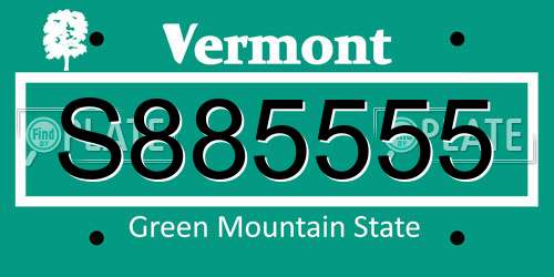 S885555 Vermont License Plate